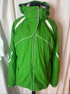 Women's Bright Green Insulated Ski Jacket with Hood